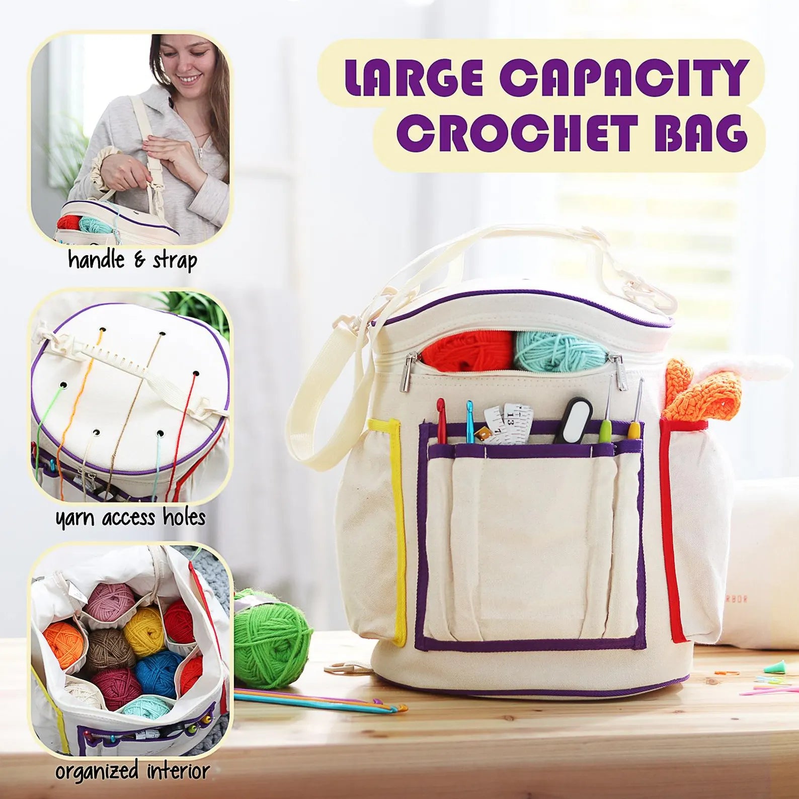 🧶 Beginner Crochet Kit with Yarn & Backpack
